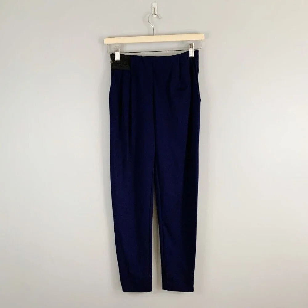 ADAY Women's Turn It Up Pants Navy Blue Dress Trouser High Rise Straight Leg XS